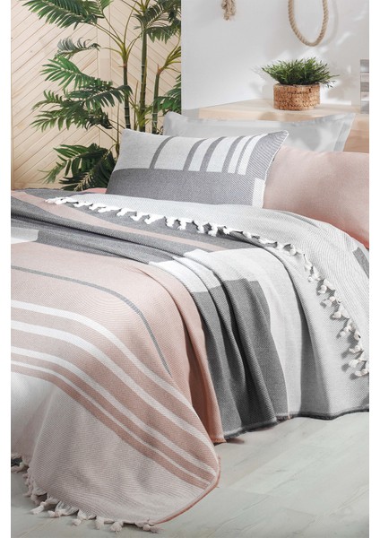 Jace Bej Çift Kişilik Pamuklu Yatak Örtüsü Seti