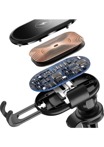 W31 15W Gravity Kablosuz Şarjlı Araç Içi Telefon Tutucu Siyah