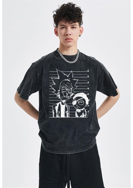 Yıkamalı R&M Eskitme T-Shirt