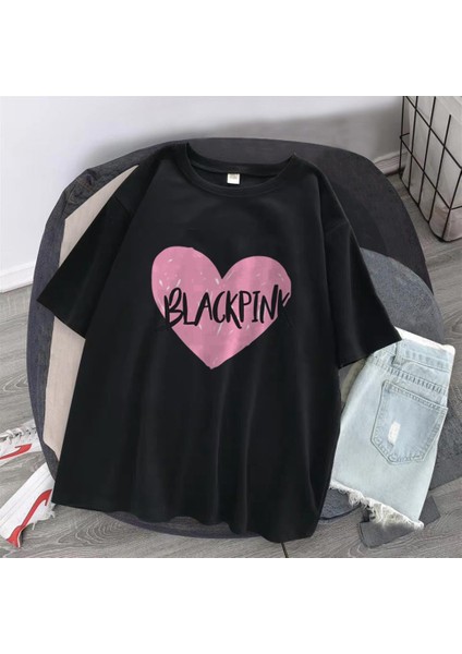 Black Pink Heart Siyah Oversize T-Shirt fiyatları
