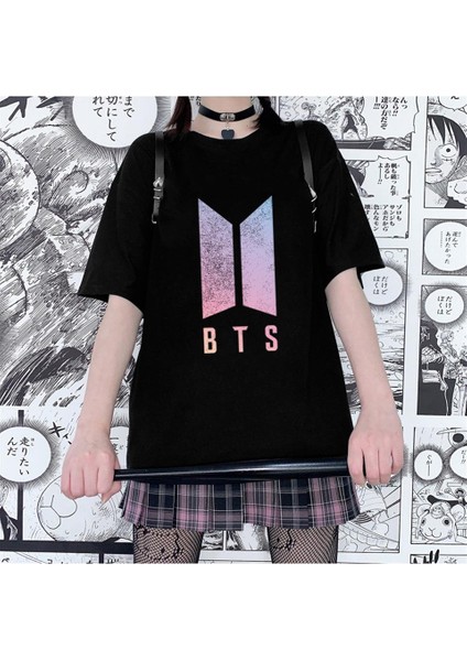 Bts Logo Siyah Oversize T-Shirt