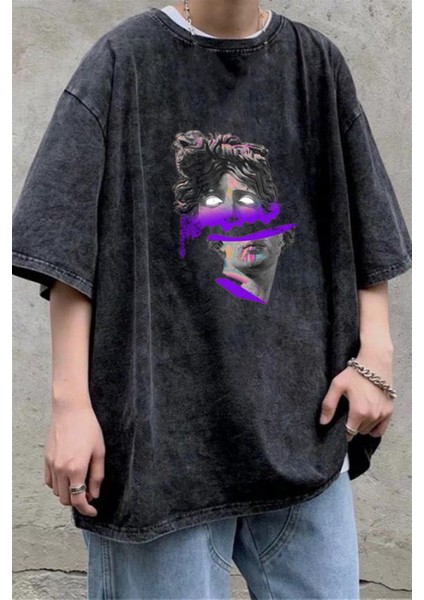 Yıkamalı Sculpture Art Eskitme T-Shirt