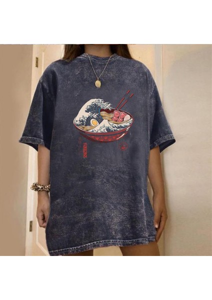 Yıkamalı Eat Art Eskitme T-Shirt