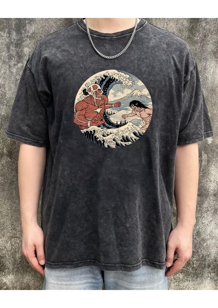 Yıkamalı Attack On Titan Art Eskitme T-Shirt