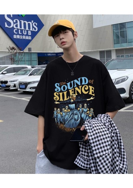 The Sound Of Silence Siyah Oversize T-Shirt