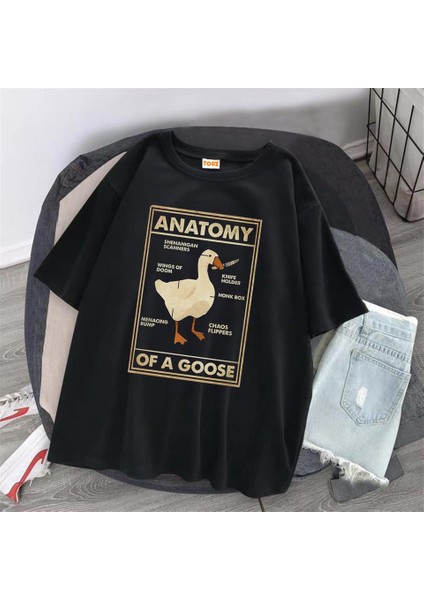 Duck Anatomy Baskılı Siyah Oversize T-Shirt fiyatları