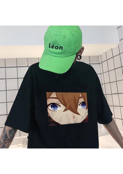 Genshin Impact Siyah Oversize T-Shirt