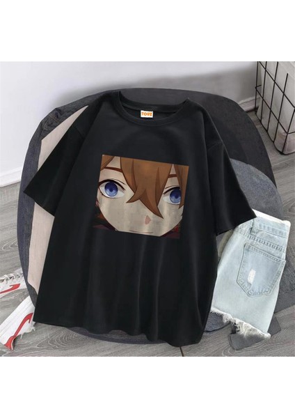 Genshin Impact Siyah Oversize T-Shirt
