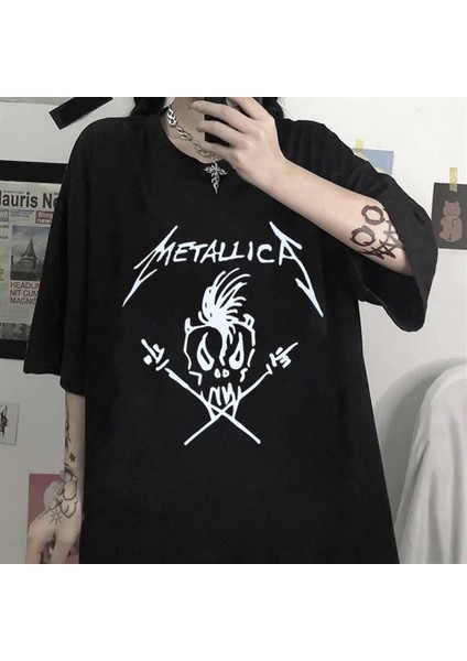 Metallica Skull Siyah Oversize T-Shirt