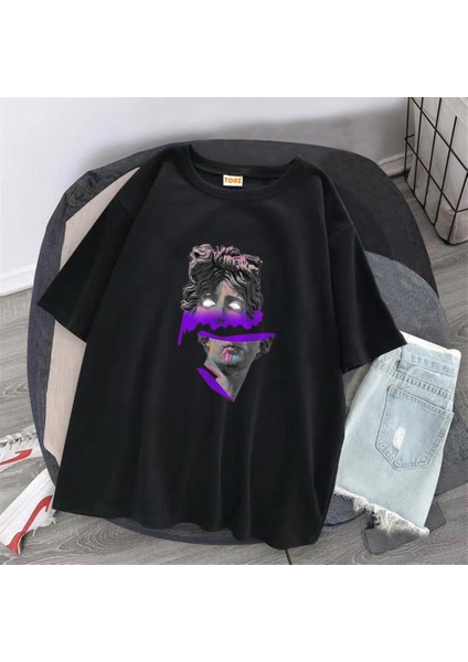 Sculpture Art Siyah Oversize T-Shirt
