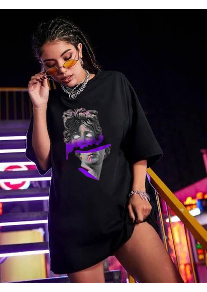 Sculpture Art Siyah Oversize T-Shirt