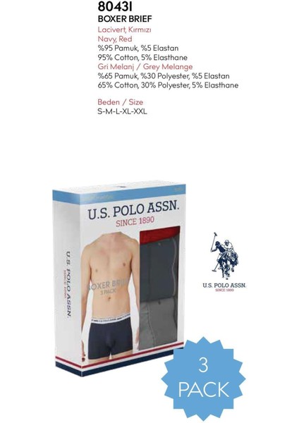 Erkek Grimelanj Kırmızı Lacivert 3'lü Boxer 80431 modelleri