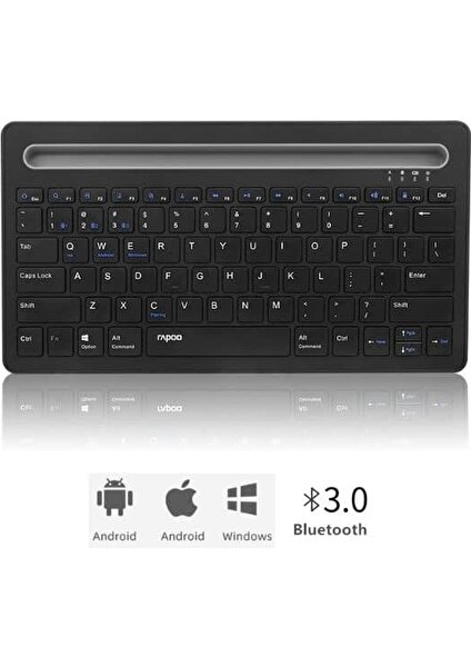 Coverzone Bluetooth 3.0 Ultra Ince Klavye Şarjlı Multi Device Mac/win/android/ios Uyumlu Tablet Standlı Kablosuz Klavye K6100