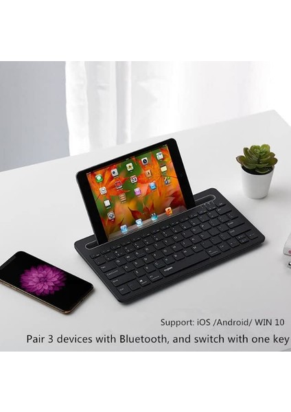 Coverzone Bluetooth 3.0 Ultra Ince Klavye Şarjlı Multi Device Mac/win/android/ios Uyumlu Tablet Standlı Kablosuz Klavye K6100