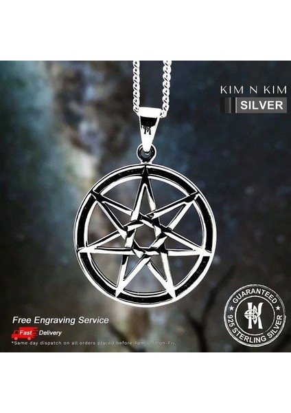 Yuvarlak Pentagram Çelik Kolye