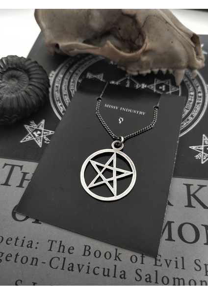 Yuvarlak Pentagram Çelik Kolye