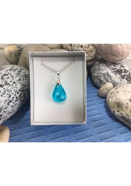 Mücevher Damla Taşlı Mavi Topaz Damla Kadın Kolye fiyatları