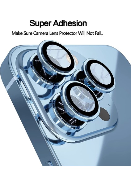 Iphoe 13 Pro Alüminyum Alaşım Çerçeveli Tempered Glass Kamera Lens Koruyucu