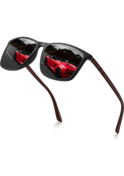 Erkekler Kadınlar Için Lüks Kare Vintage Polarize Güneş Gözlüğü Moda Seyahat Sürüş Parlama Önleyici Güneş Gözlüğü Erkek TR90 Gözlük UV400 (Yurt Dışından)