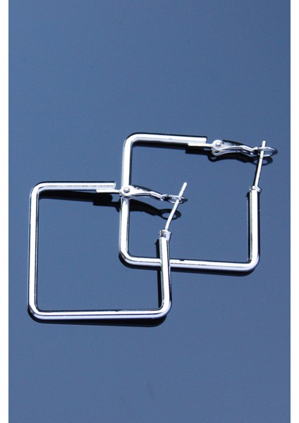 Gümüş Renk Boru Kare Klipsli Küpe 2mm 3×3 fiyatları