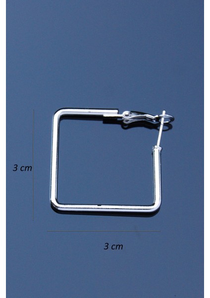 Gümüş Renk Boru Kare Klipsli Küpe 2mm 3×3 modelleri