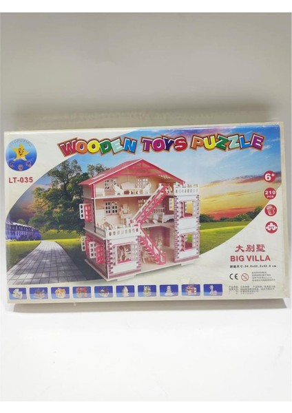 Wooden Ahşap 3D Puzzle Maket Büyük Boy Villa Ev Maketi 210 Parça Ahşap 3D Puzzle