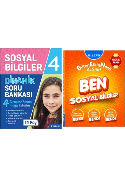 Tudem Yayınları 4. Sınıf Bilfen Ben Sosyal Bilgiler ve Tudem Yayınları Dinamik Sosyal Bilgiler Soru Bankası Seti-Set4