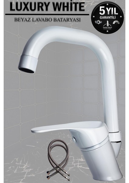 Beyaz Lavabo Bataryası Banyo El Yıkama Musluğu Çift Girişli Lüks Lavabo Musluğu Musluk Armatür Wc