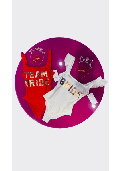 Bride To Be Konsepti (Bekarlığa Veda Partisi Seti) 1 Bride 1 Team Bride Mayo, Taçları ve Bilekliği