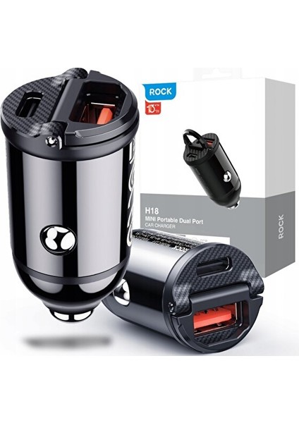 H18 Metal 30W Pd Hızlı Araç Şarj Cihazı Siyah
