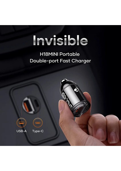 H18 Metal 30W Pd Hızlı Araç Şarj Cihazı Siyah fiyatları
