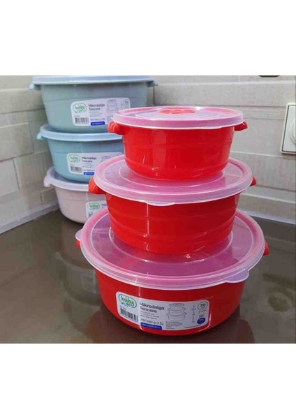 Gree Home Yuvarlak Mikro Dalga Tencere Saklama Kabı 3 Lü modelleri