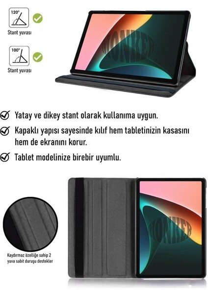 Xiaomi Mi Pad 5 11 Inç Uyumlu Siyah Tablet Kılıfı Dönebilen Standlı Suni Deri