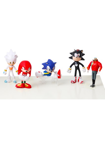 Sonic Boom White Sonic Doctor Eggman Shadow Sonic Hedgehog Knuckles 5’li Karakter Figür Oyuncak Seti