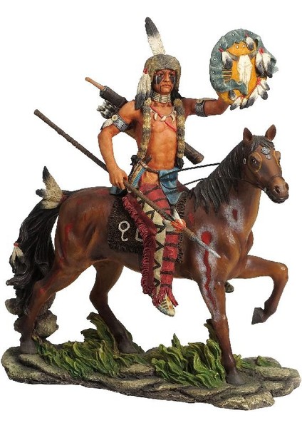 Collection Atlı Kızılderili Figürü Mızraklı 28CM