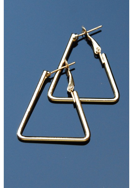 Altın Renk Boru Üçgen Klipsli Küpe 2mm Y3CM / G3CM