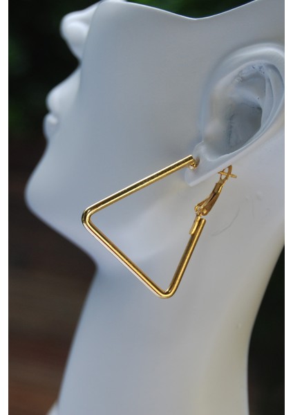 Altın Renk Boru Üçgen Klipsli Küpe 2mm Y3CM / G3CM fiyatları