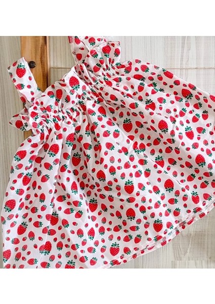 Kız Bebek Çilek Baskılı Elbise Meyveli Bandana ve Dizaltı Kirazlı Çorap 3'lü Takım fiyatları