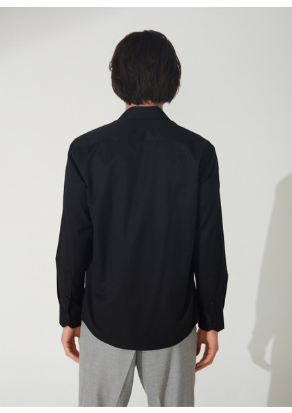 Regular Fit Klasik Yaka Armürlü Siyah Erkek Gömlek GM2025000270 indirimleri