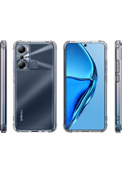 Infinix Hot 20I Kılıf AntiShock Köşe Korumalı Darbe Emici Crystal Berrak Şeffaf Sert Silikon