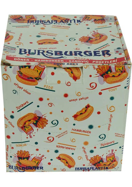 Bursburger Döner Hamburger Sandviç Hışır Poşeti 13X14 2000 Adet