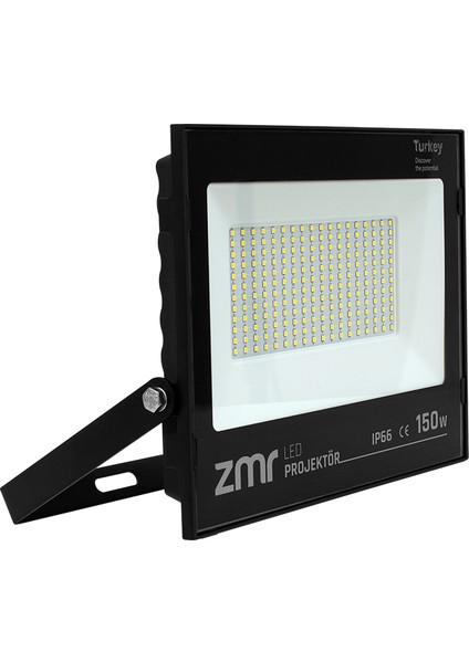 Zmr 150 Watt Beyaz 6500K IP66 150* Işık Açısı 220 Volt Siyah Slim Kasa LED Projektör