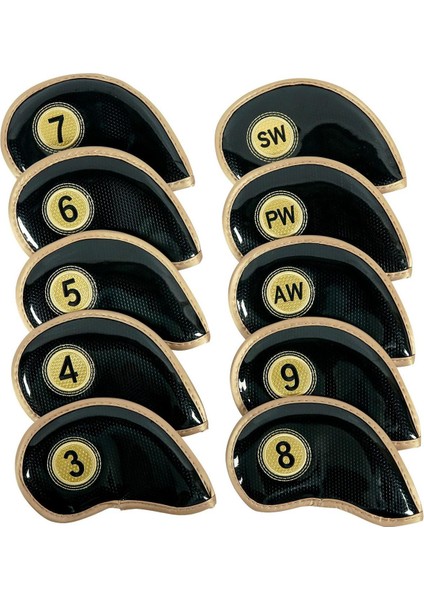 10 Adet Golf Demir Başlık Golf Kulübü Kafa Kapakları Golf Kulüpleri Için Koruma Kılıfı Siyah (Yurt Dışından)