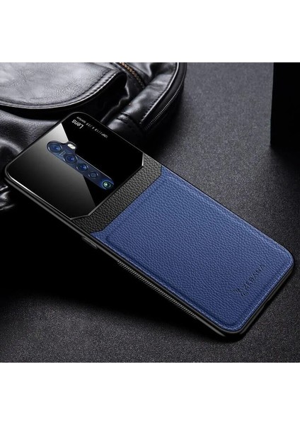 Oppo Reno 2z Kılıf Zebana Lens Deri Kılıf Lacivert