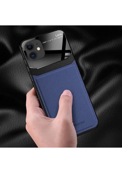 Apple iPhone 12 Kılıf Zebana Lens Deri Kılıf Lacivert fiyatları