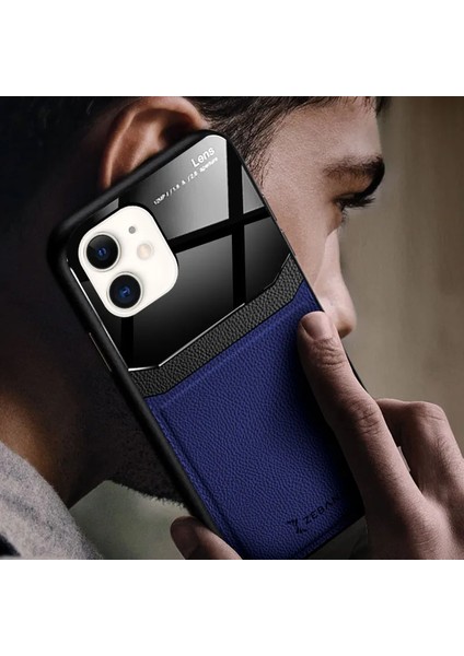 Apple iPhone 12 Kılıf Zebana Lens Deri Kılıf Lacivert modelleri