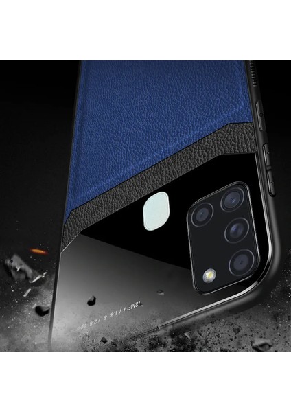 Samsung Galaxy A21S Kılıf Zebana Lens Deri Kılıf Lacivert