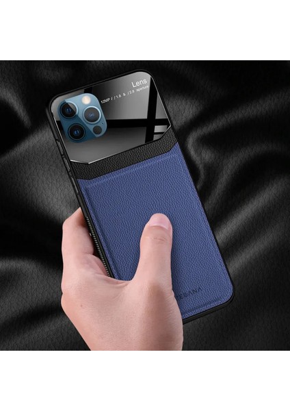 Apple iPhone 12 Pro Kılıf Zebana Lens Deri Kılıf Lacivert fırsatları
