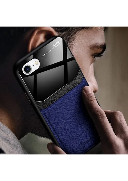 Apple iPhone 8 Kılıf Zebana Lens Deri Kılıf Lacivert fiyatları