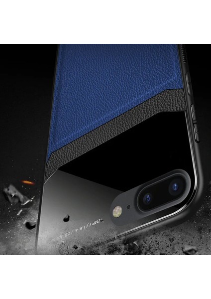Apple iPhone 8 Plus Kılıf Zebana Lens Deri Kılıf Lacivert